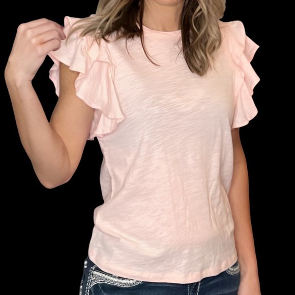Light Pink Ruffled Sleeved Tee - Picture 1 of 2